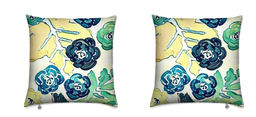 Meadow Floral Batik Throw Pillow with Feather Filling (20"x20")