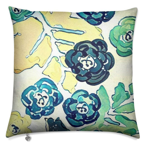 Meadow Floral Batik Throw Pillow with Feather Filling (20"x20")